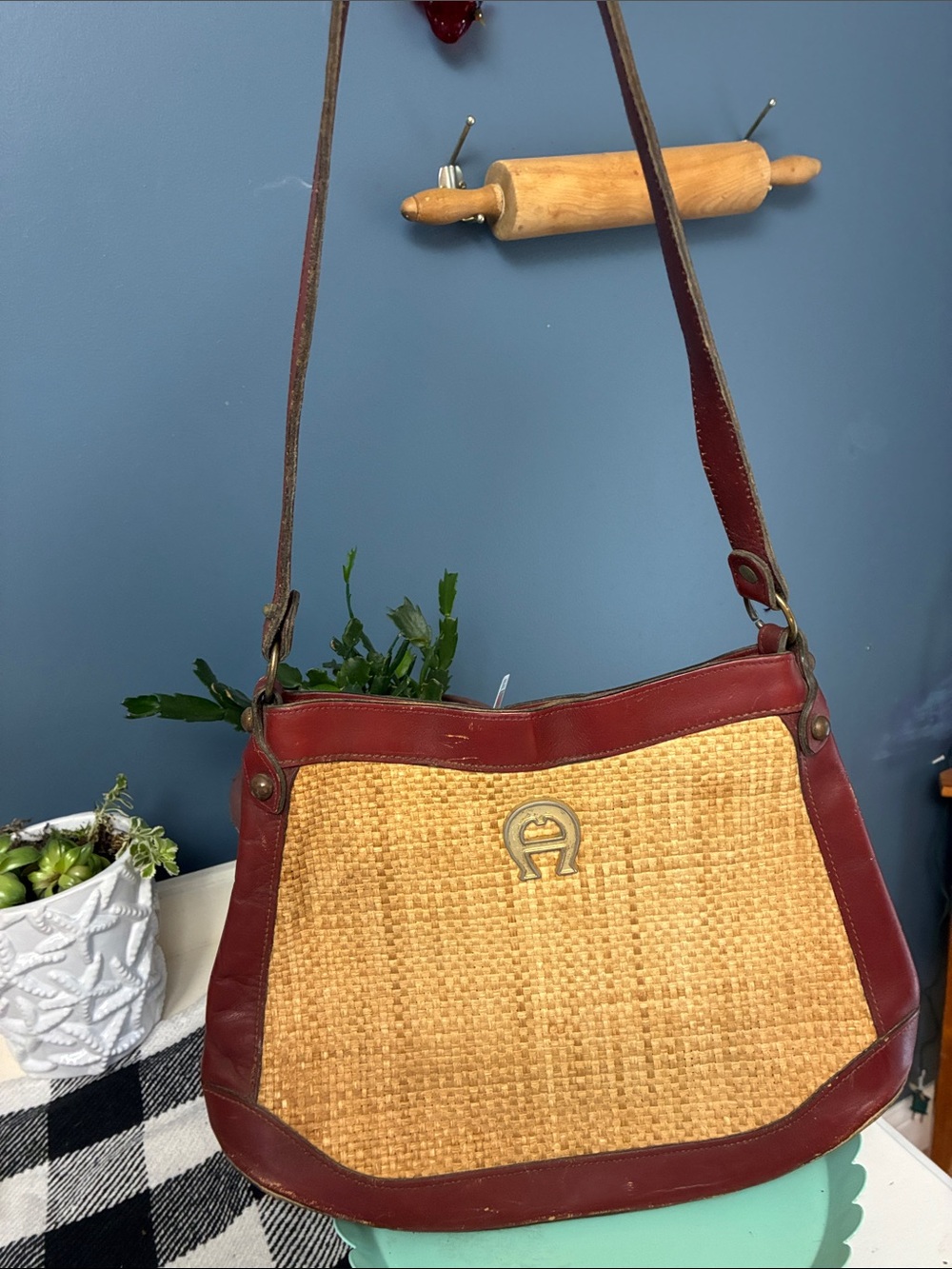 Vintage 60’s 70’s Etienne Aigner Woven Jute Straw Leather Shoulder Bag - Picture 10 of 10